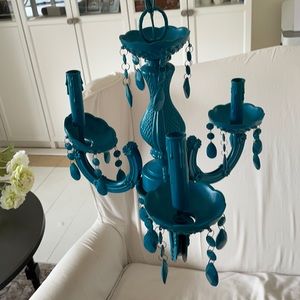 3 Light Turquoise Shabby Chic Chandelier